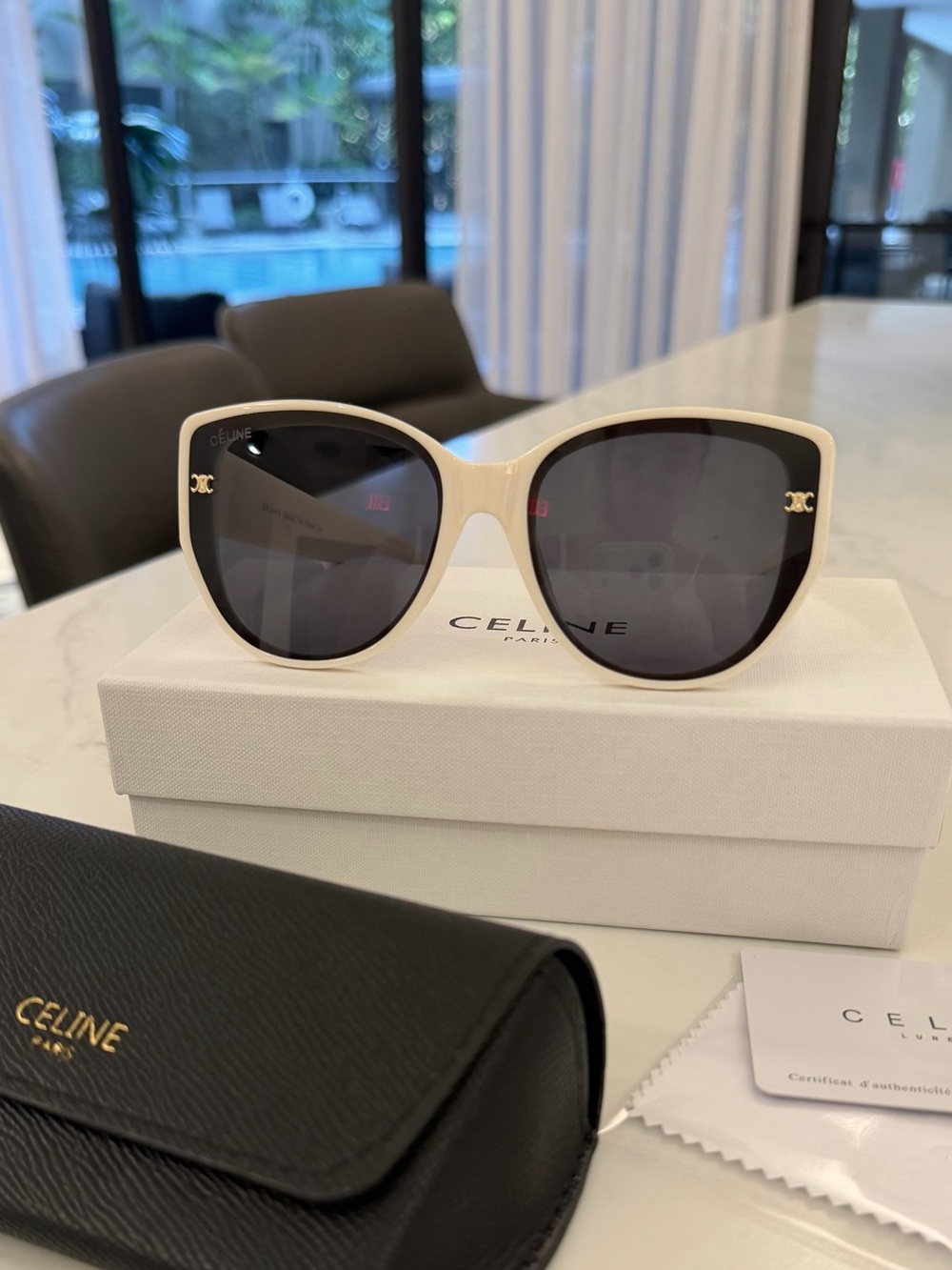 Celine Off White Cat Eye Frame Sunglasses Shades